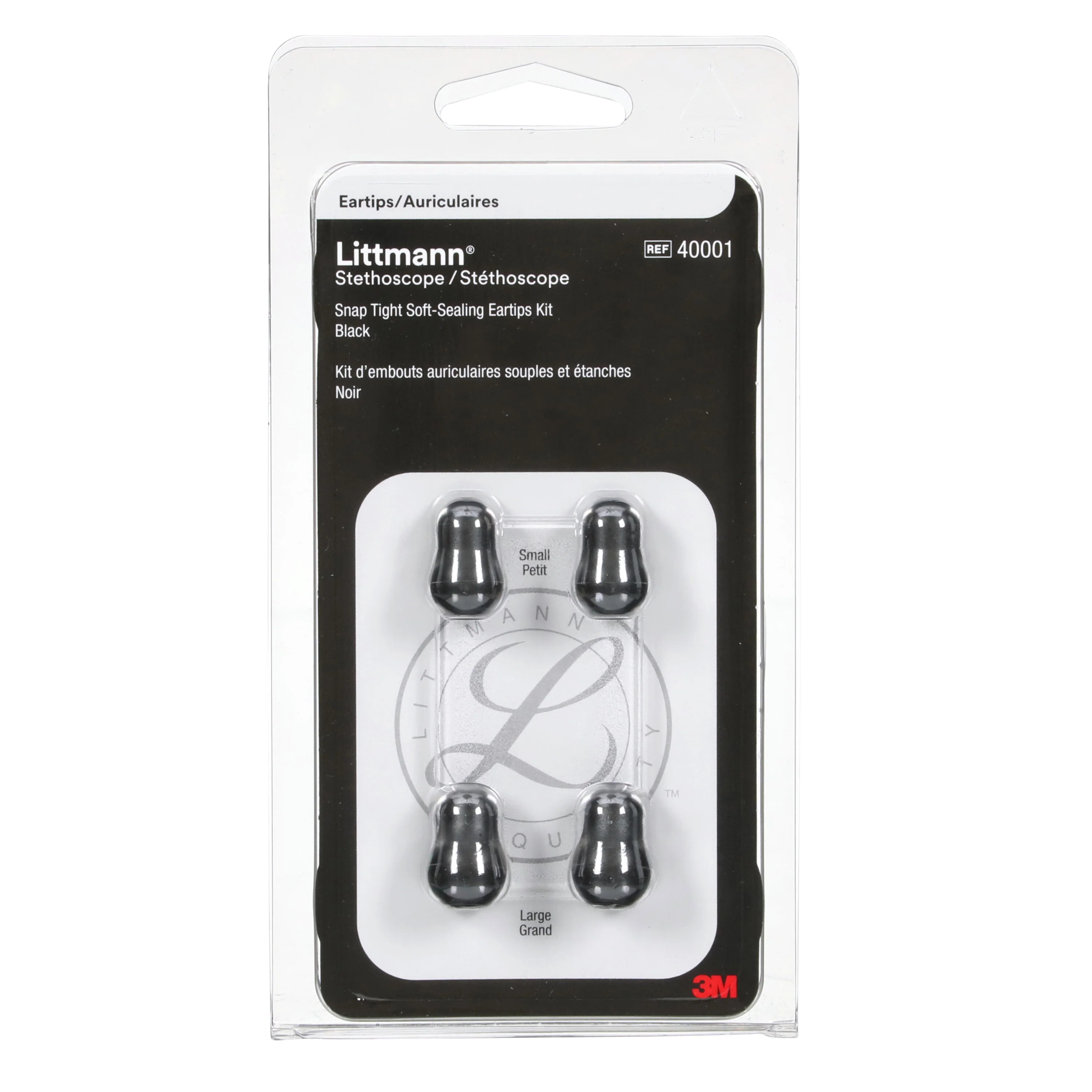 Littmann Snap Tight Soft-Sealing Eartips, Black Small & Large - Image 2