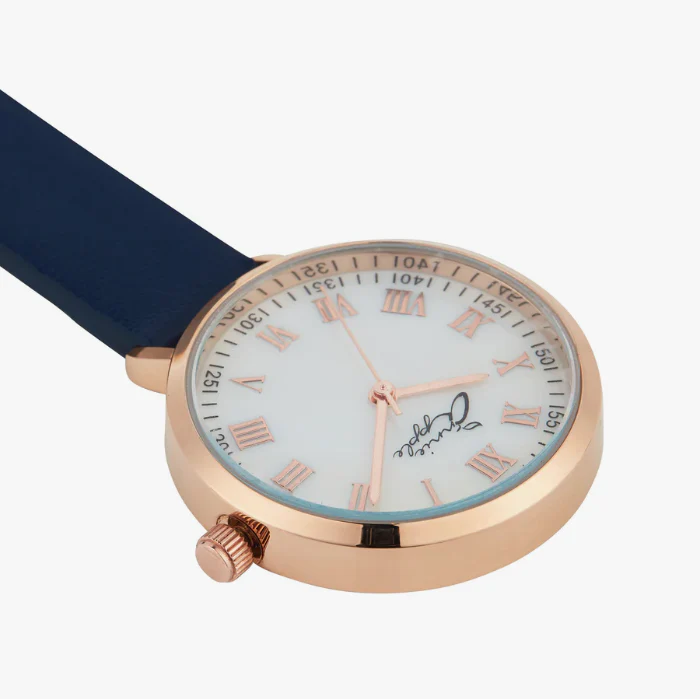 Annie Apple Meraki Mother of Pearl/Rose Gold/Navy Leather Fob Watch - Image 3