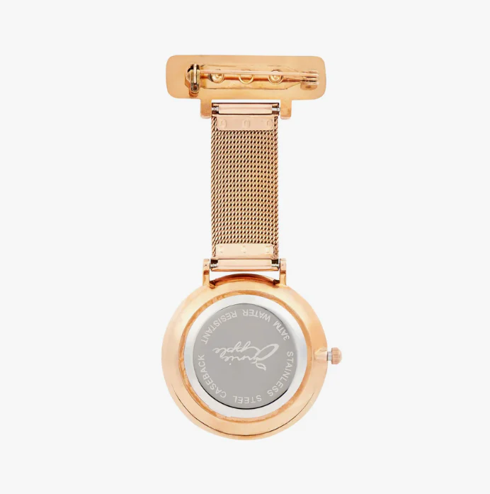 Annie Apple Nurses Fob Watch - Aurora - Glitter Rainbow/Rose Gold - Mesh - 35mm - Image 4