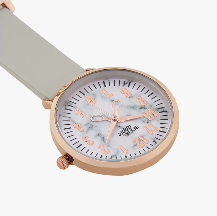 Annie Apple Nurses Fob Watch - Aurora - Marble/Rose Gold/Grey - Leather - 35mm - Image 4