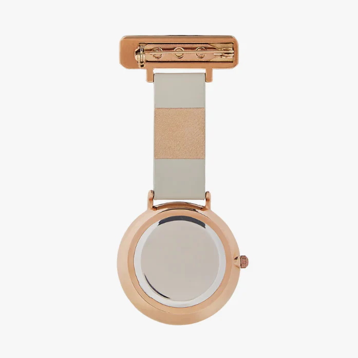 Annie Apple Nurses Fob Watch - Aurora - Marble/Rose Gold/Grey - Leather - 35mm - Image 5