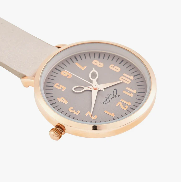 Annie Apple Nurses Fob Watch - Aurora - Rose Gold/Grey, Numbered - Leather - 35mm - Image 3