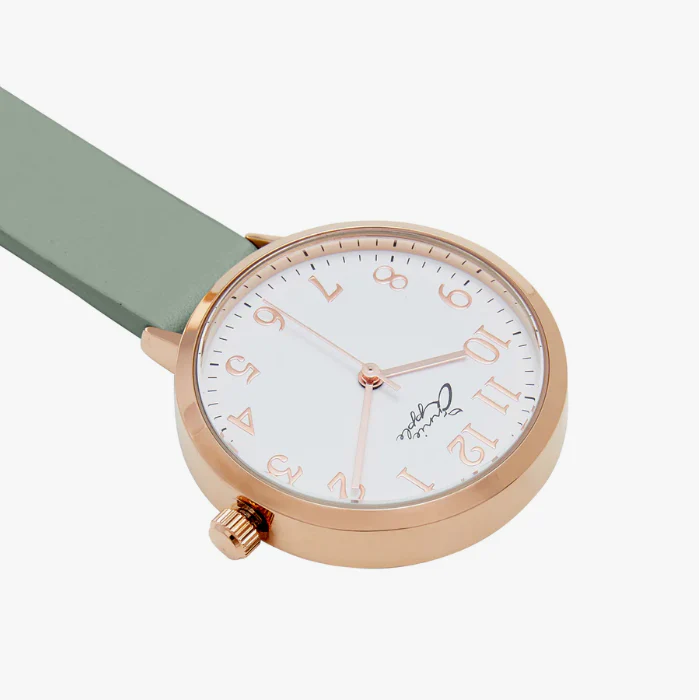 Annie Apple Nurses Fob Watch - Meraki - Gold & Sage - Leather - 35mm - Image 3