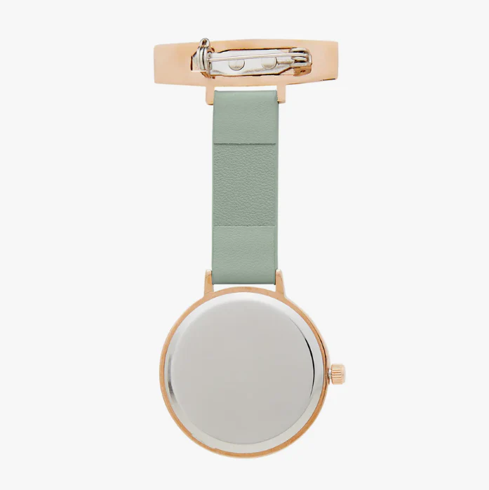 Annie Apple Nurses Fob Watch - Meraki - Gold & Sage - Leather - 35mm - Image 4
