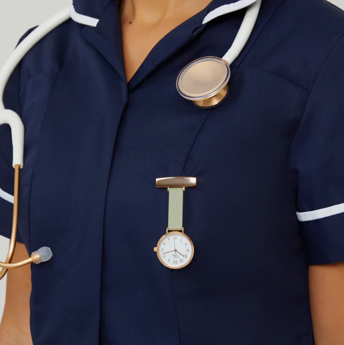 Annie Apple Nurses Fob Watch - Meraki - Gold & Sage - Leather - 35mm - Image 7