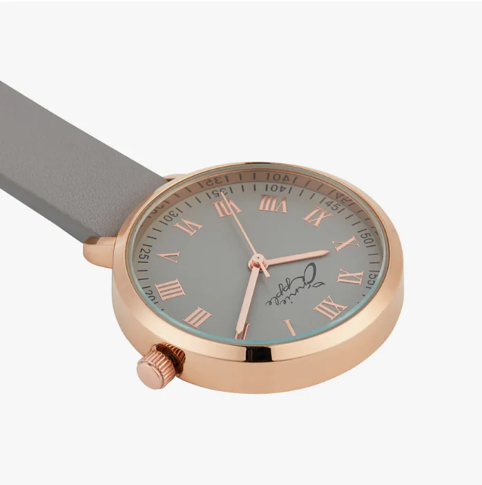 Annie Apple Nurses Fob Watch - Meraki - Grey/Rose Gold/Grey - Leather - 35mm - Image 3