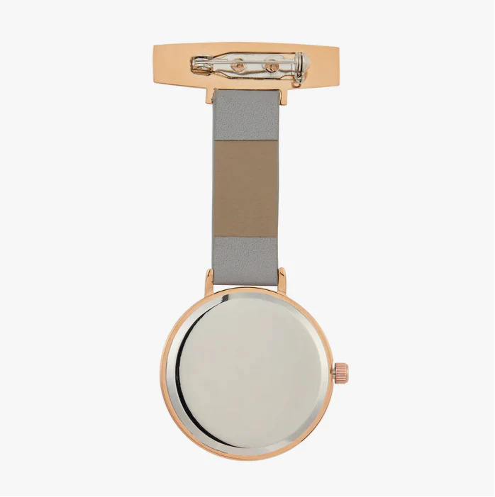 Annie Apple Nurses Fob Watch - Meraki - Grey/Rose Gold/Grey - Leather - 35mm - Image 5