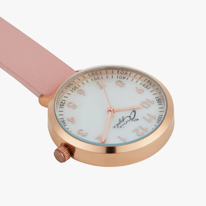 Annie Apple Nurses Fob Watch - Meraki - Pearl/Rose Gold/Pink - Leather - 35mm - Image 3