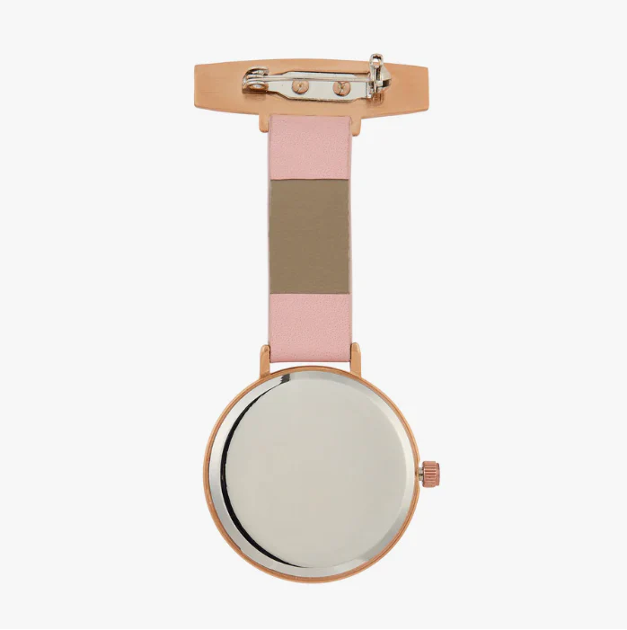 Annie Apple Nurses Fob Watch - Meraki - Pearl/Rose Gold/Pink - Leather - 35mm - Image 4