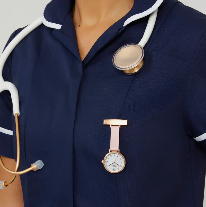 Annie Apple Nurses Fob Watch - Meraki - Pearl/Rose Gold/Pink - Leather - 35mm - Image 7