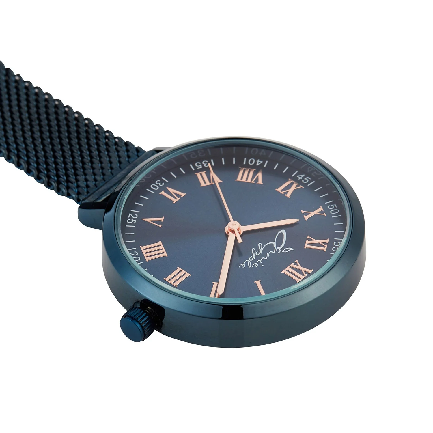 Annie Apple Nurses Fob Watch - Meraki - Rose Gold/Blue - Mesh - 35mm - Image 3