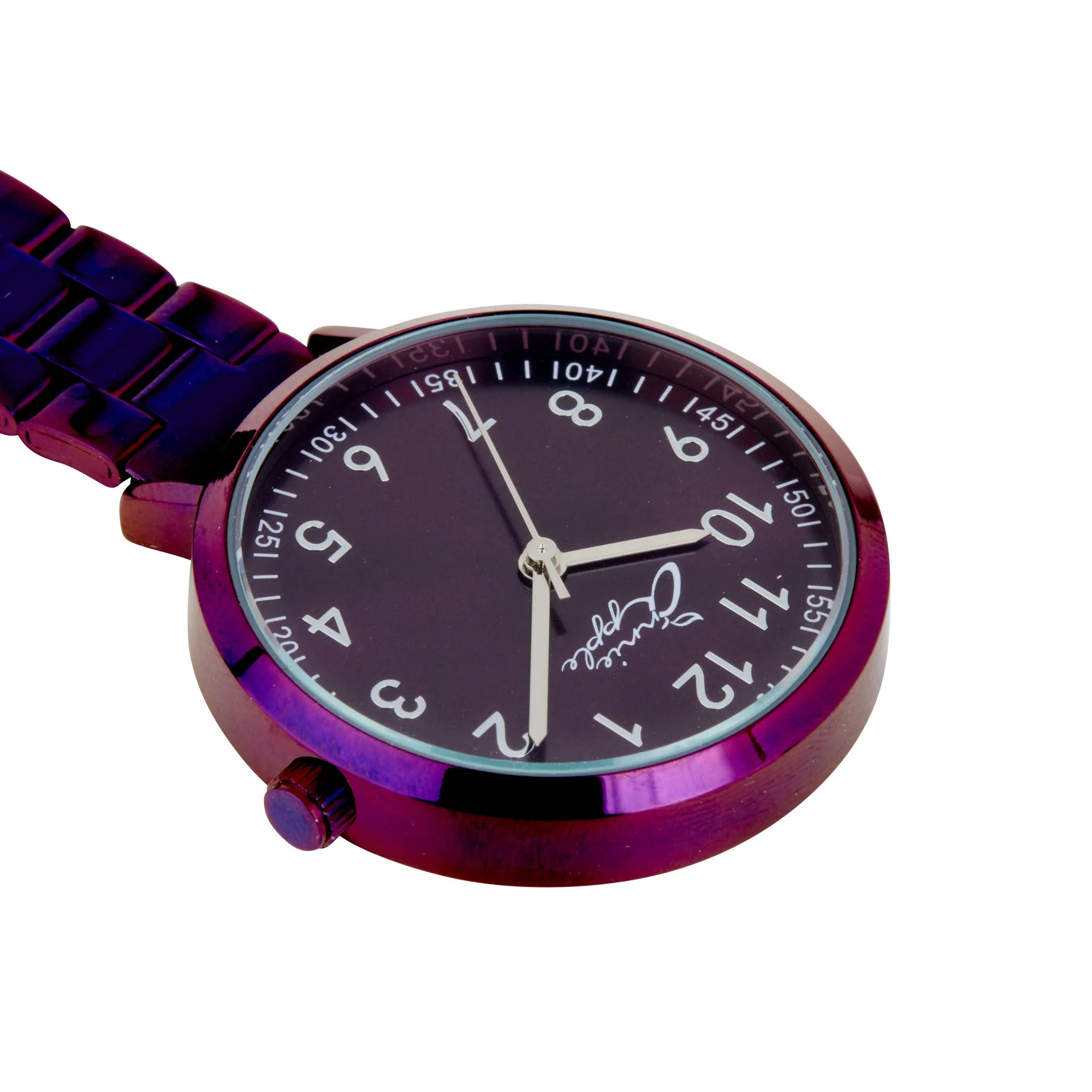 Annie Apple Nurses Fob Watch - Meraki - Silver/Purple - Link - 35mm - Image 3