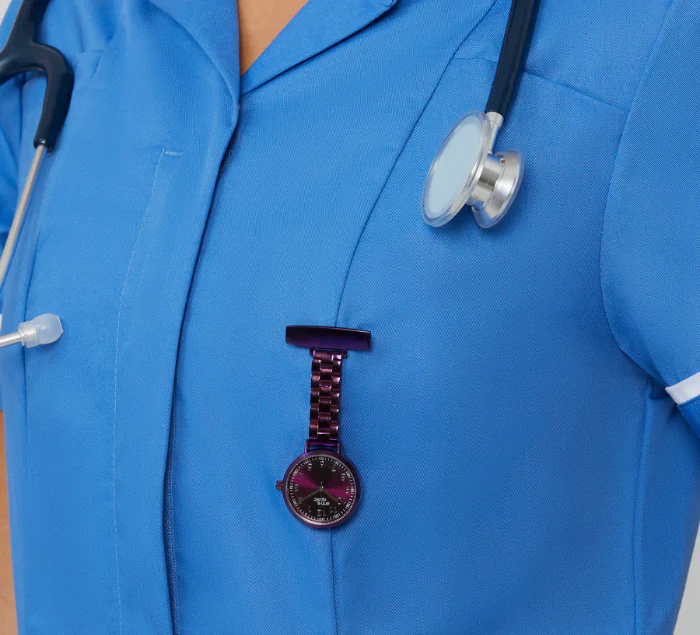 Annie Apple Nurses Fob Watch - Meraki - Silver/Purple - Link - 35mm - Image 6