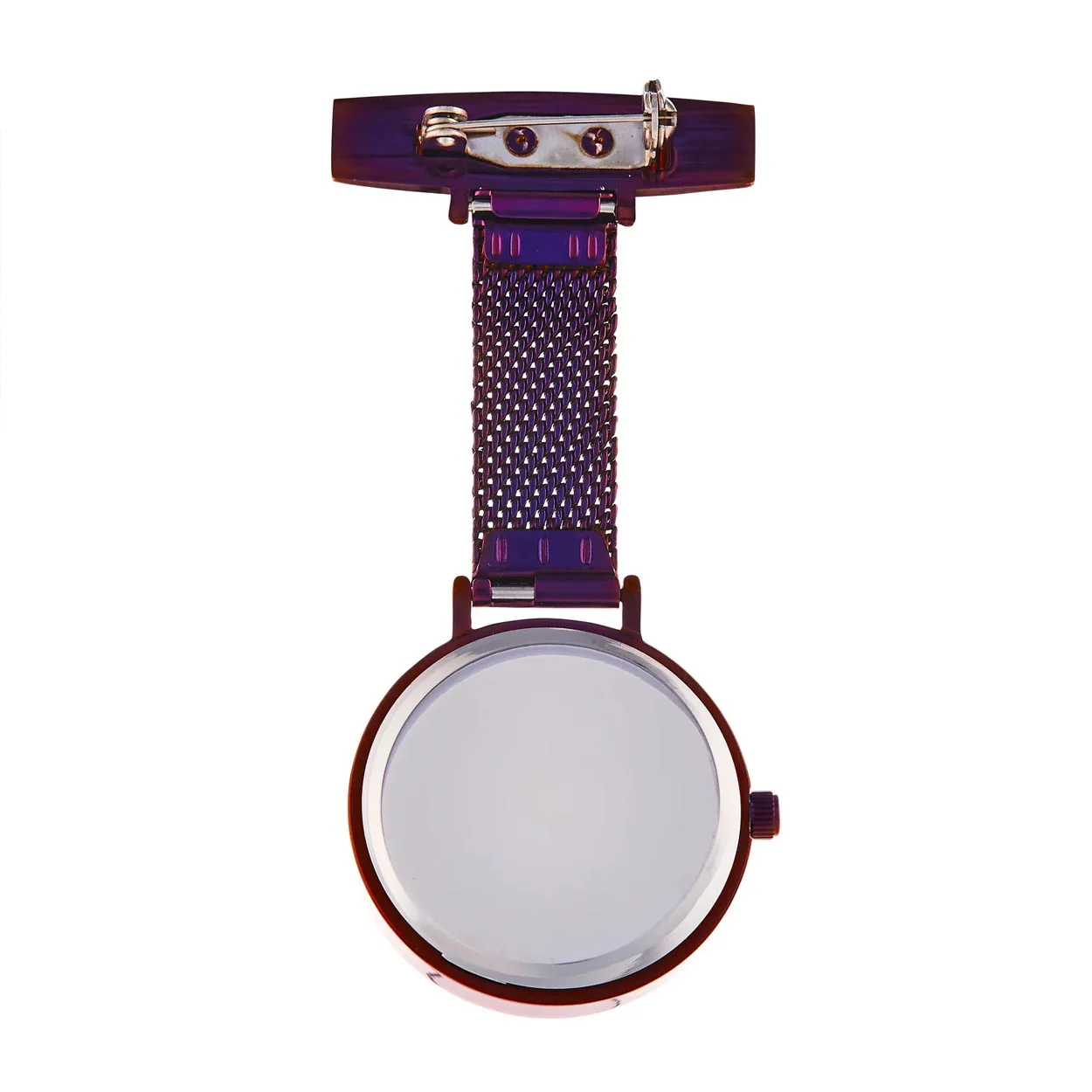 Annie Apple Nurses Fob Watch - Meraki - Silver/Purple - Mesh - 35mm - Image 3