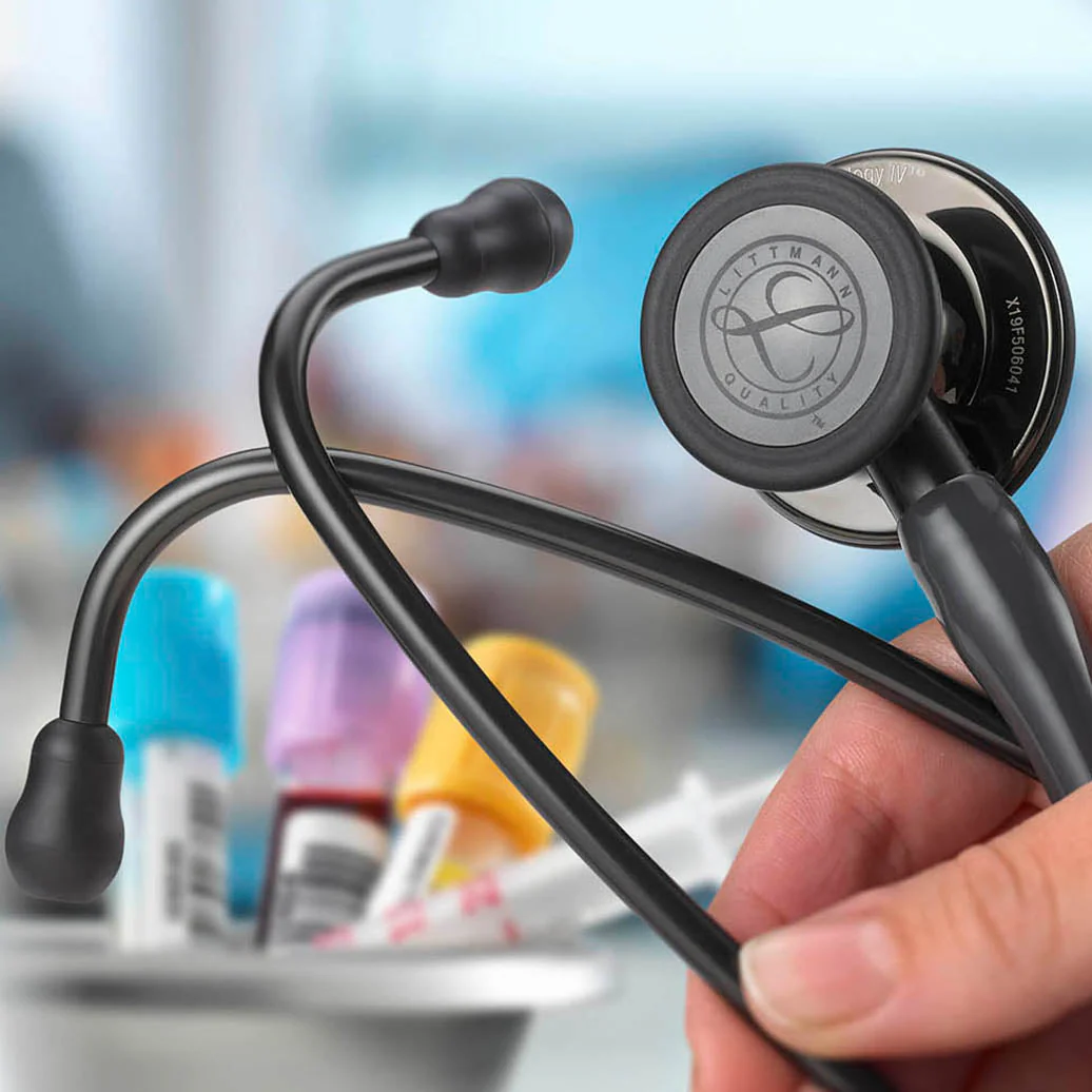 Littmann Cardiology IV Diagnostic Stethoscope: Black & Black - Red Stem 6200 - Image 2