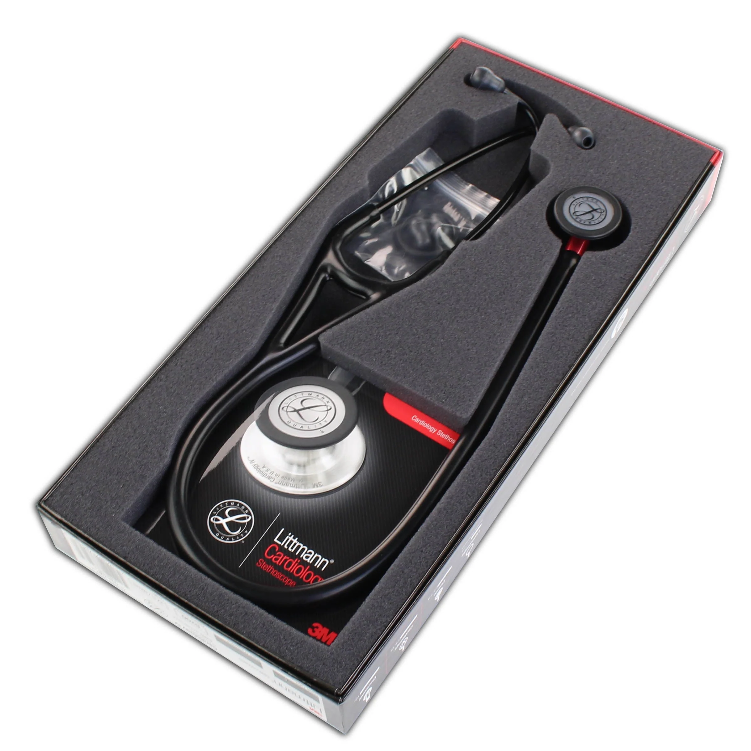 Littmann Cardiology IV Diagnostic Stethoscope: Black & Black - Red Stem 6200 - Image 9