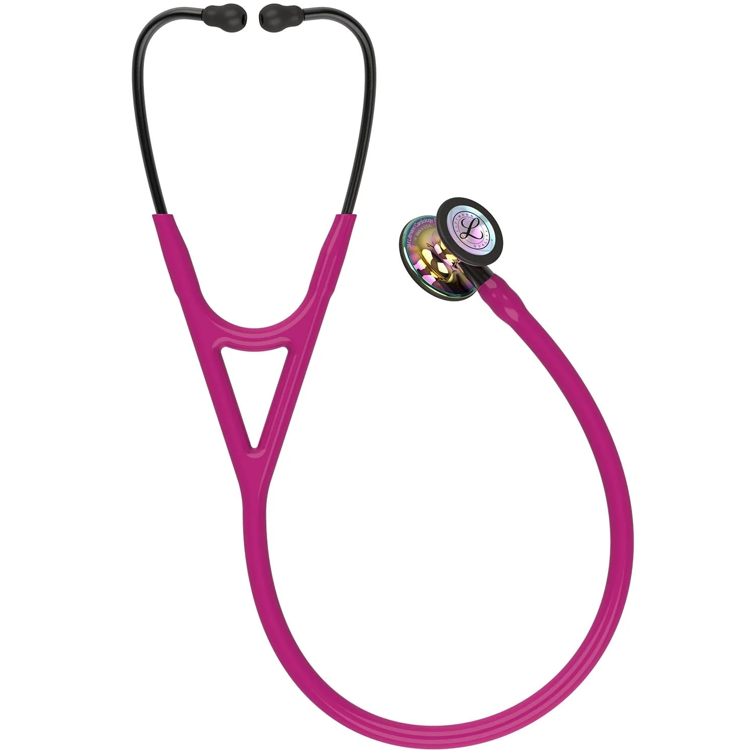 Littmann Cardiology IV Diagnostic Stethoscope: High Polish Rainbow & Raspberry - Smoke Stem 6241 - Image 3