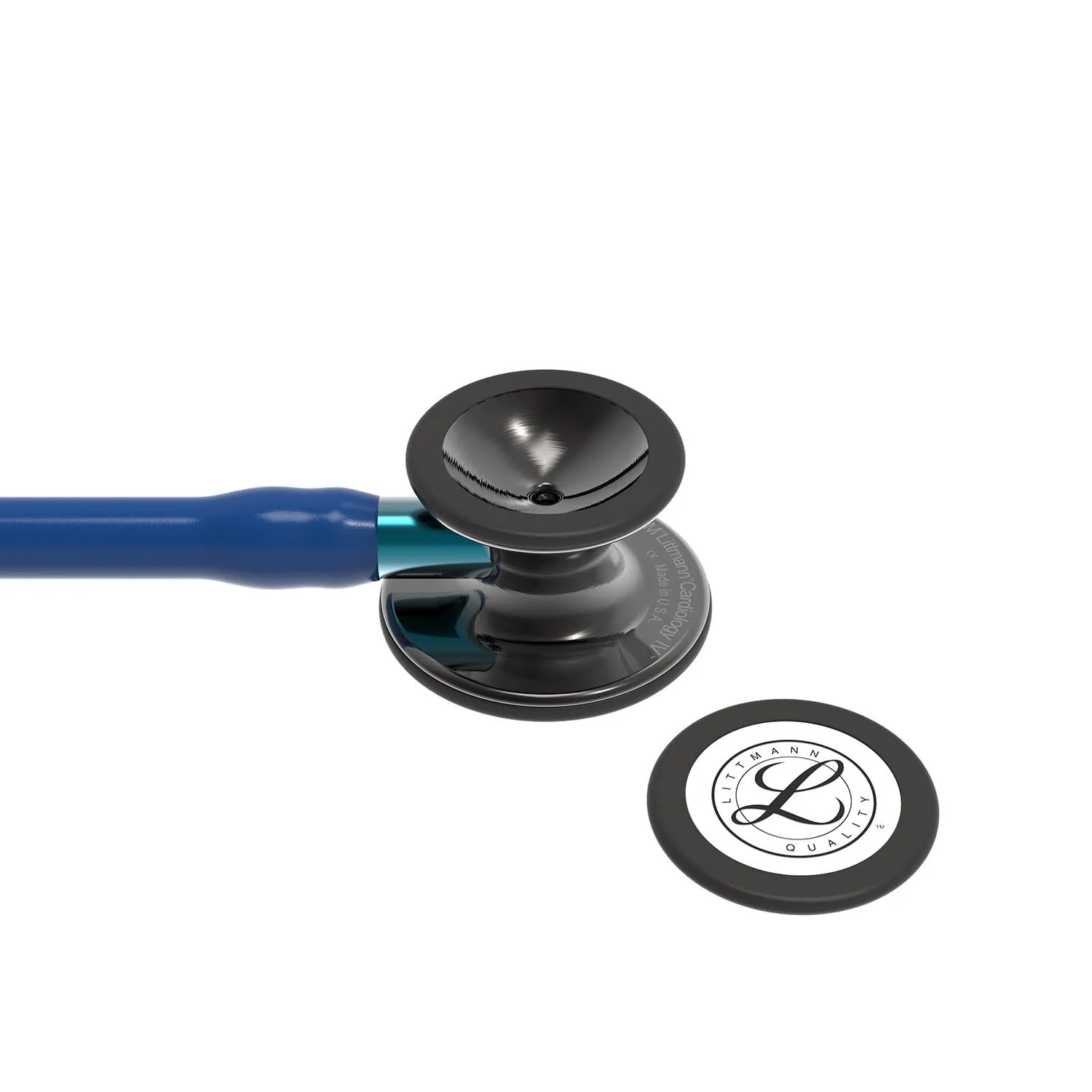 Littmann Cardiology IV Diagnostic Stethoscope: Polished Smoke & Navy - Blue Stem 6202 - Image 3