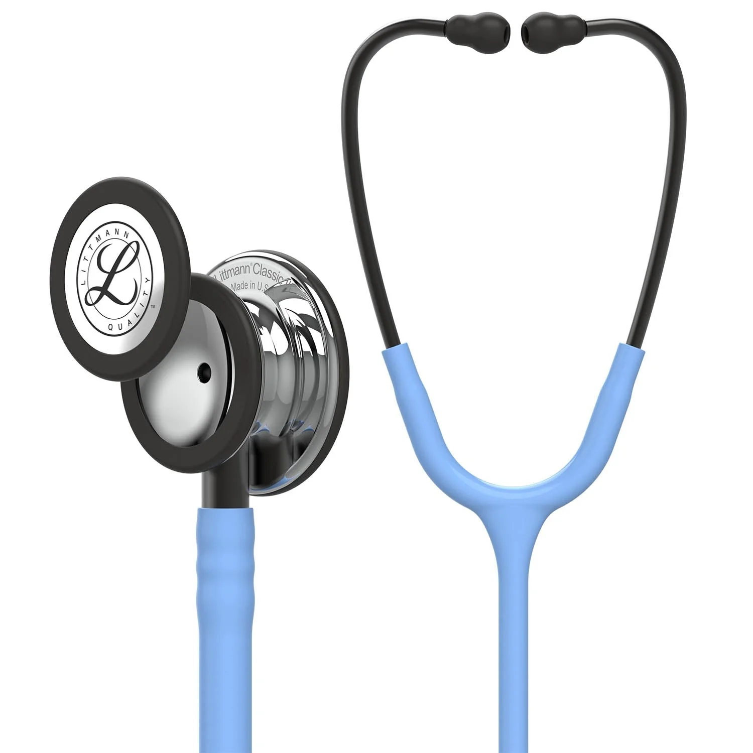 Littmann Classic III Monitoring Stethoscope: Mirror & Ceil Blue - Smoke Stem 5959 - OVER ENGRAVED - Image 2