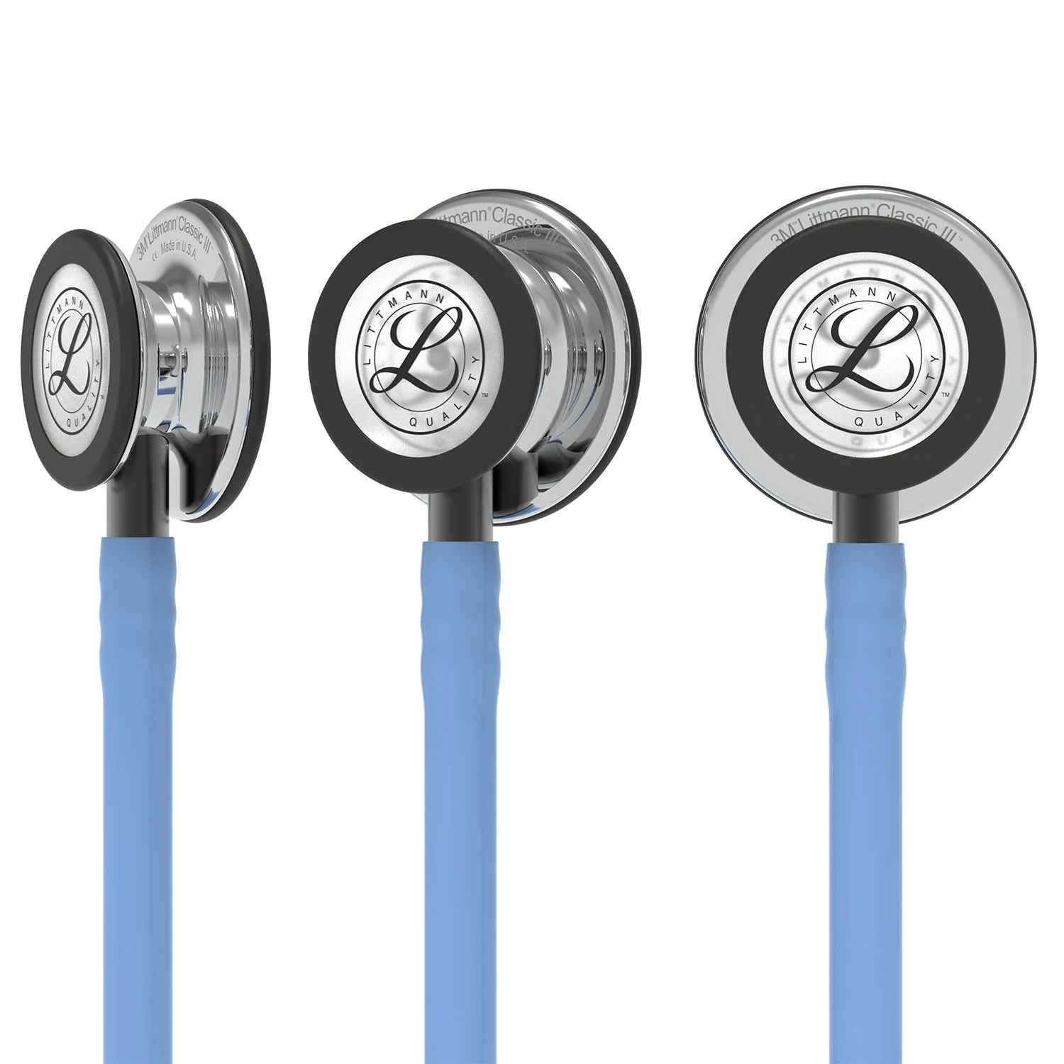 Littmann Classic III Monitoring Stethoscope: Mirror & Ceil Blue - Smoke Stem 5959 - OVER ENGRAVED - Image 8