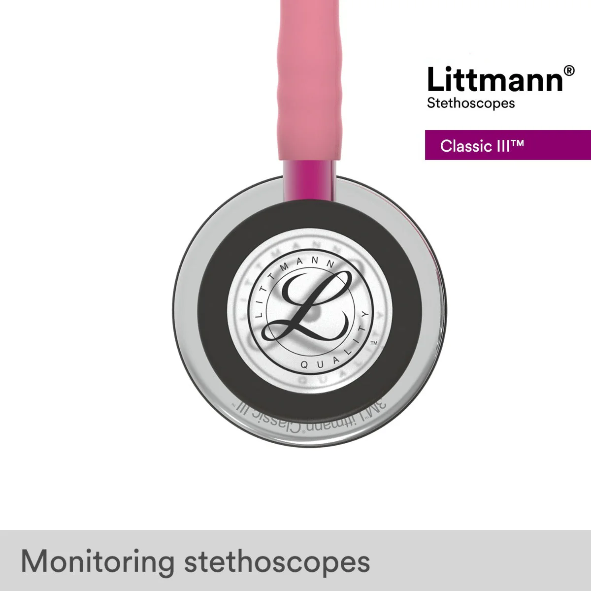 Littmann Classic III Monitoring Stethoscope: Mirror & Pearl Pink - Pink Stem 5962 - Image 3