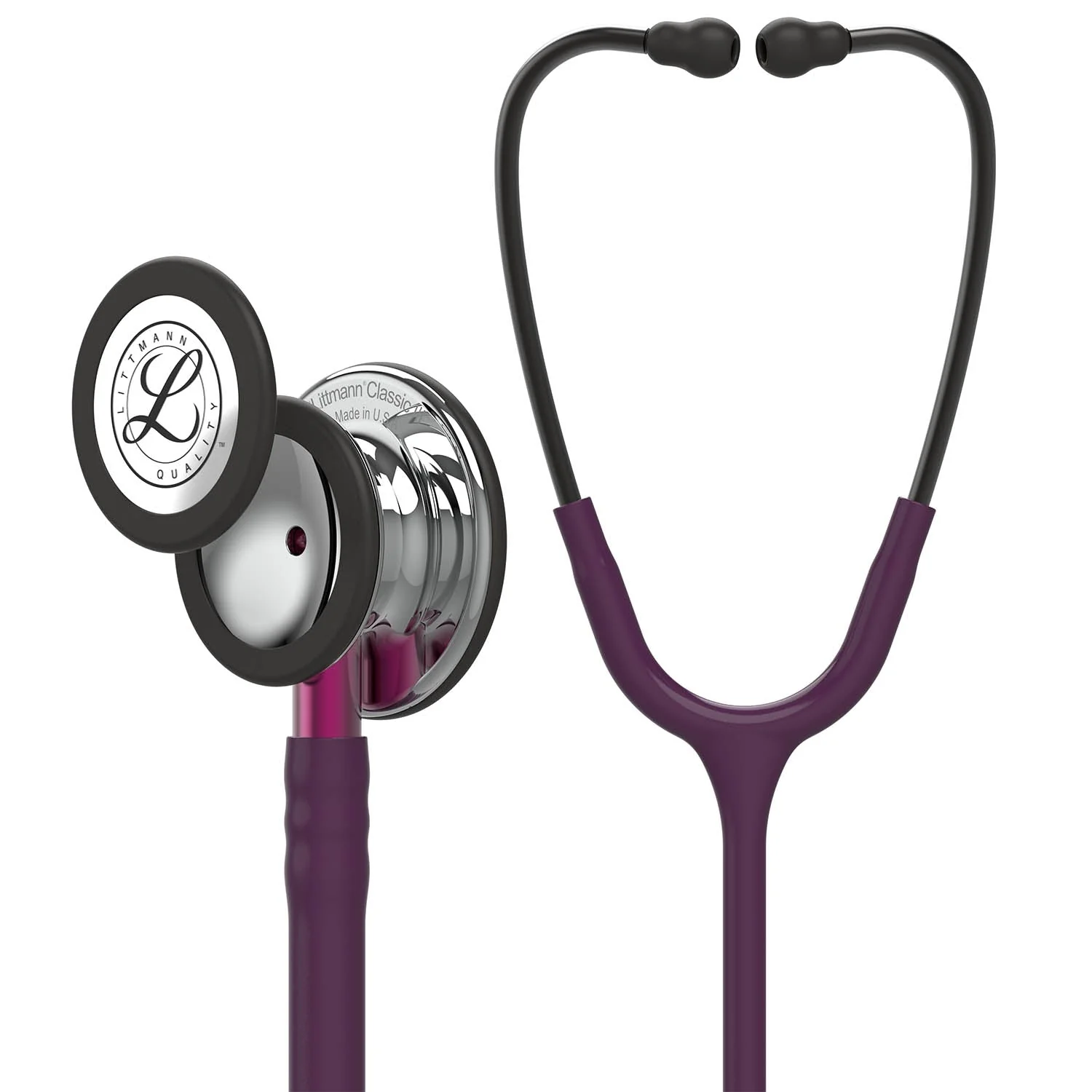 Littmann Classic III Monitoring Stethoscope: Mirror & Plum - Pink Stem 5960 - OVER ENGRAVED - Image 2