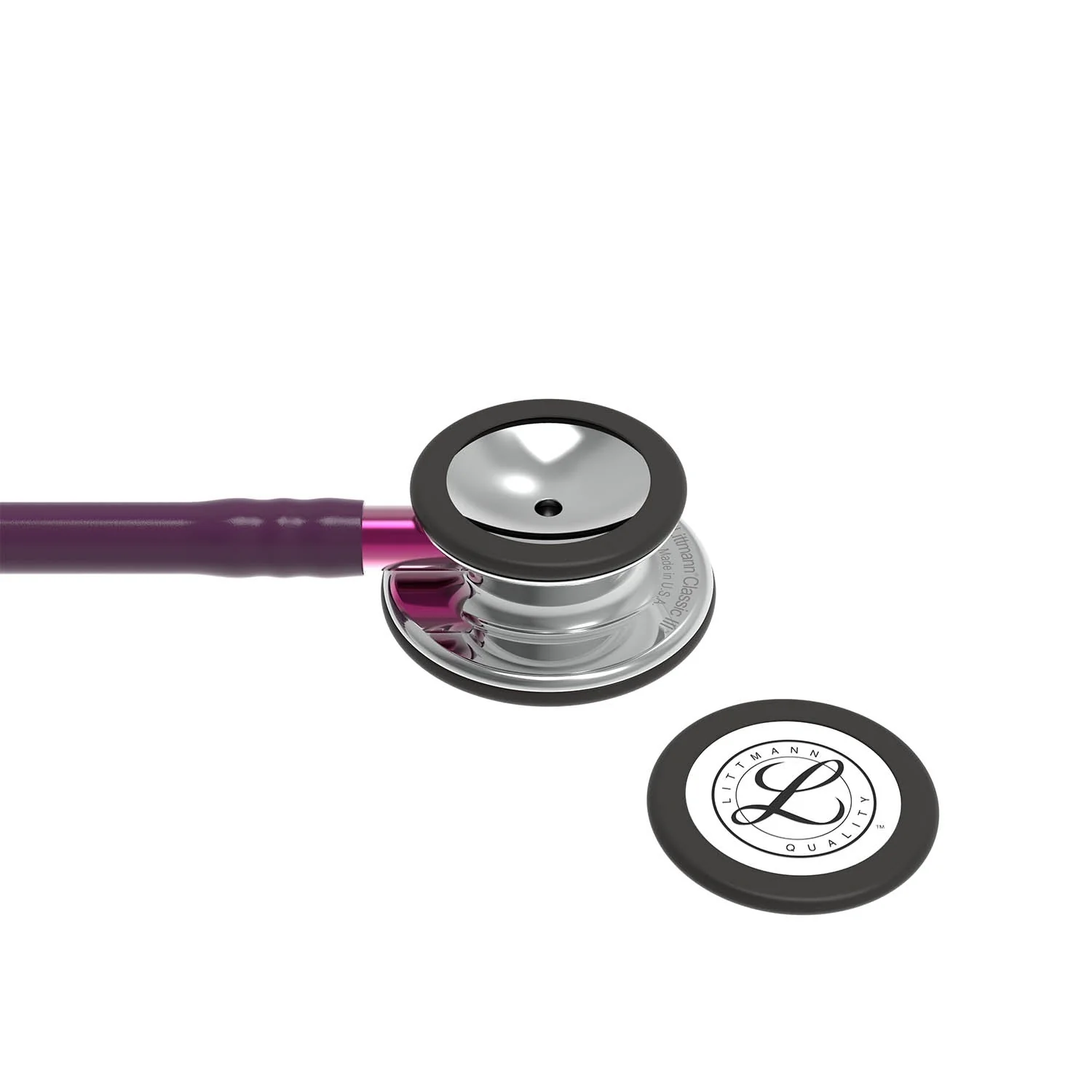 Littmann Classic III Monitoring Stethoscope: Mirror & Plum - Pink Stem 5960 - OVER ENGRAVED - Image 6