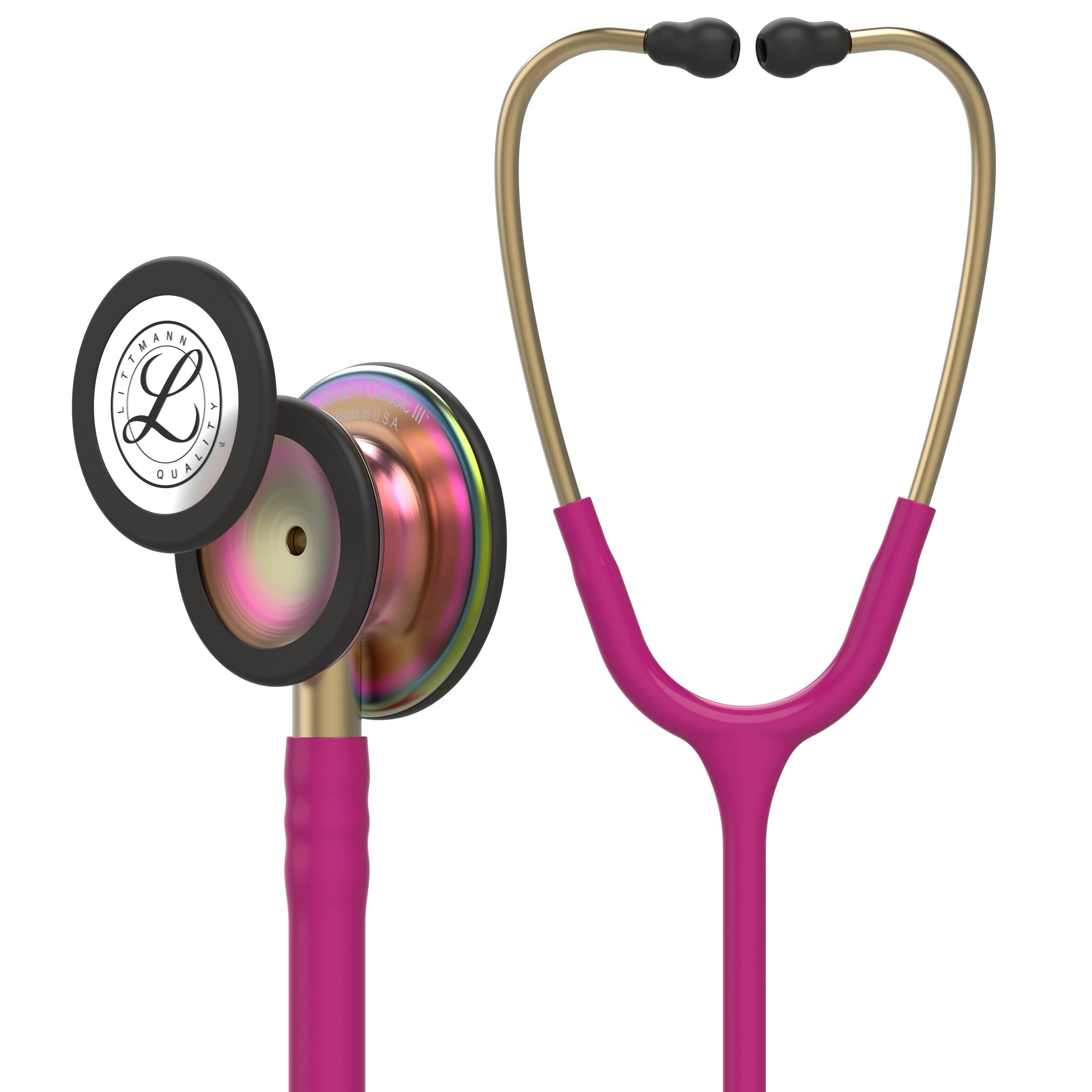 Littmann Classic III Monitoring Stethoscope: Raspberry Rainbow 5806 - Image 3