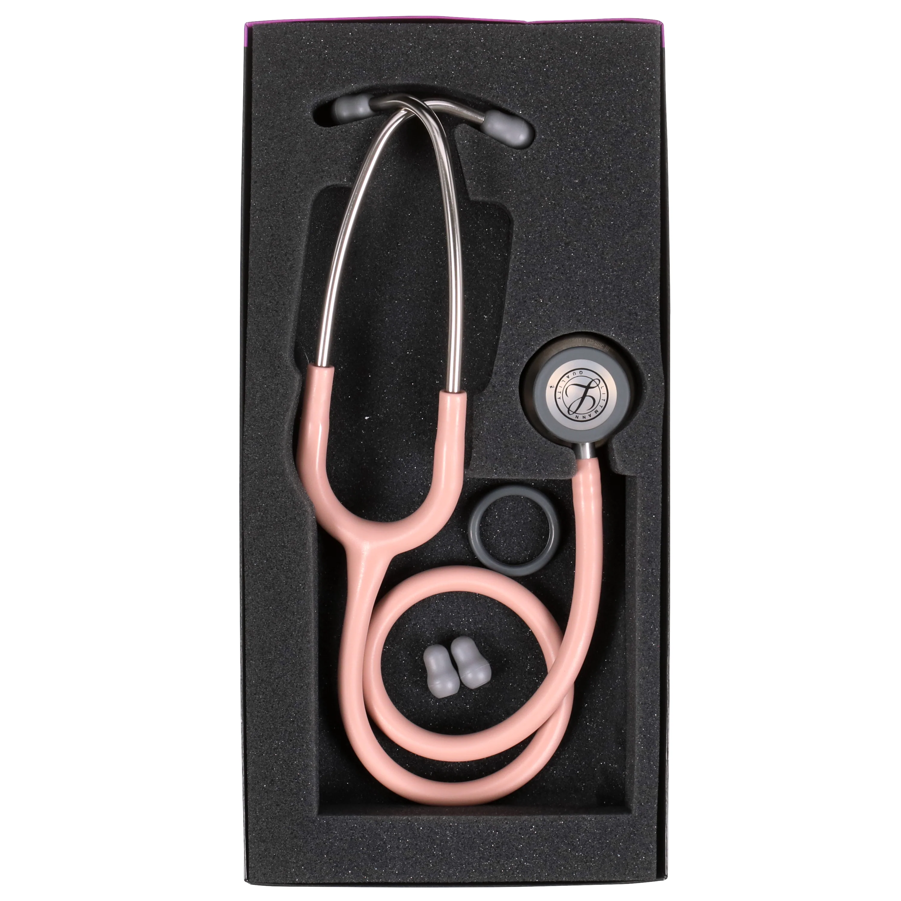 Littmann Classic III Monitoring Stethoscope: Satin Champagne Rose 5910C - OVER ENGRAVED - Image 6