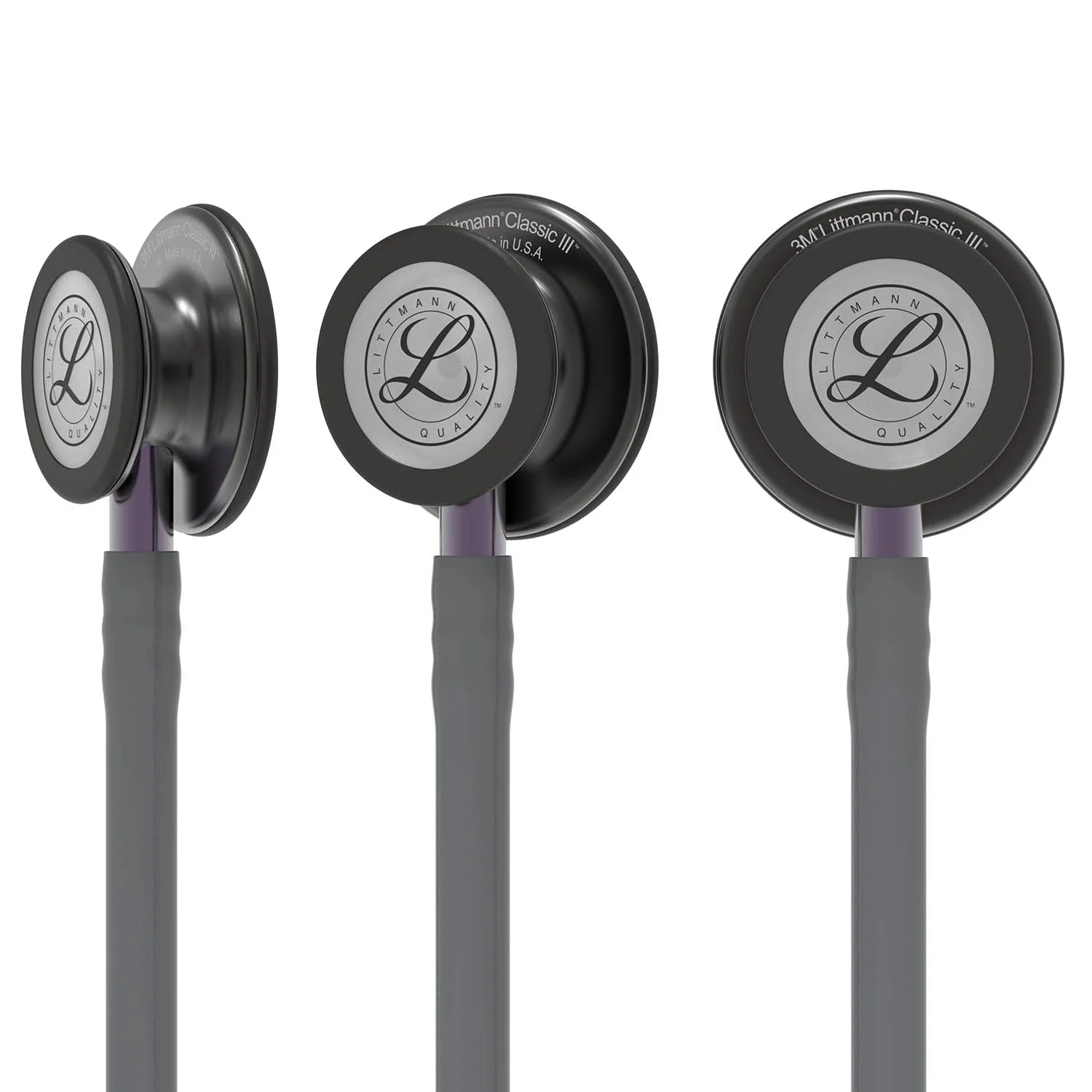 Littmann Classic III Monitoring Stethoscope: Smoke & Gray - Violet Stem 5873 - Image 7