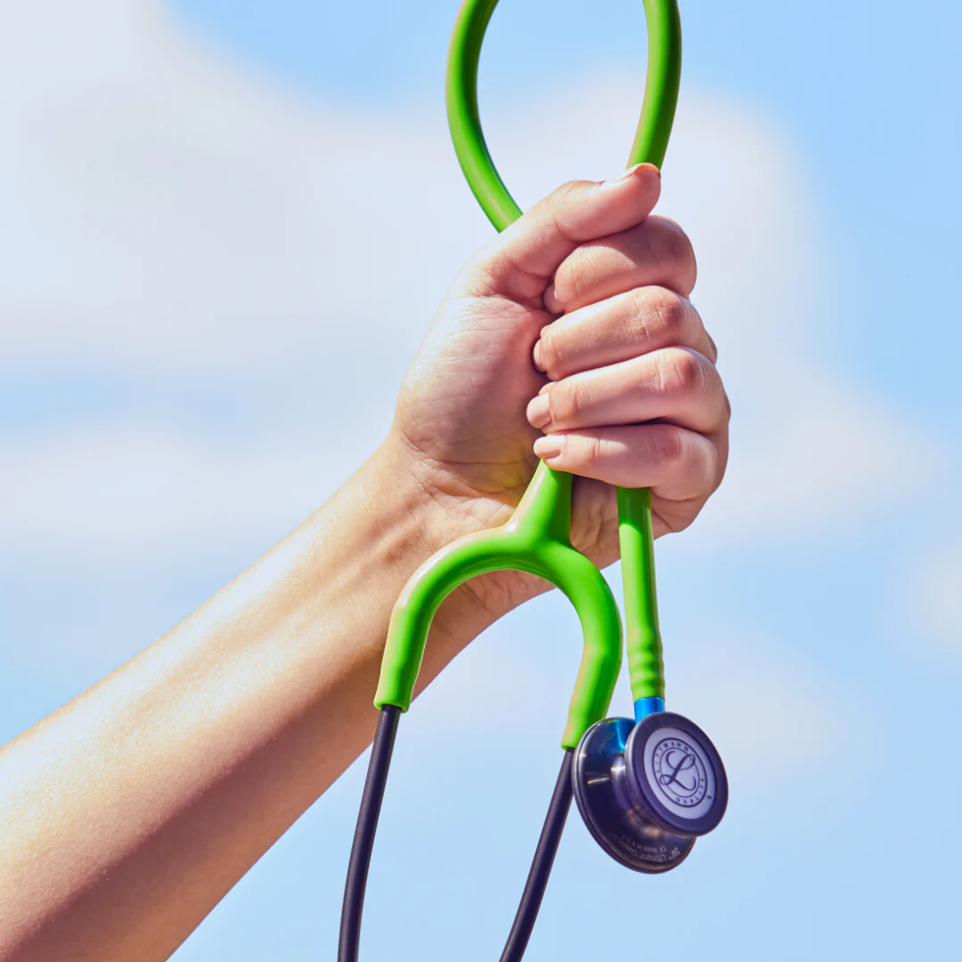 Littmann Classic III Monitoring Stethoscope: Smoke & Lime Green - Blue Stem 5875 - Image 2