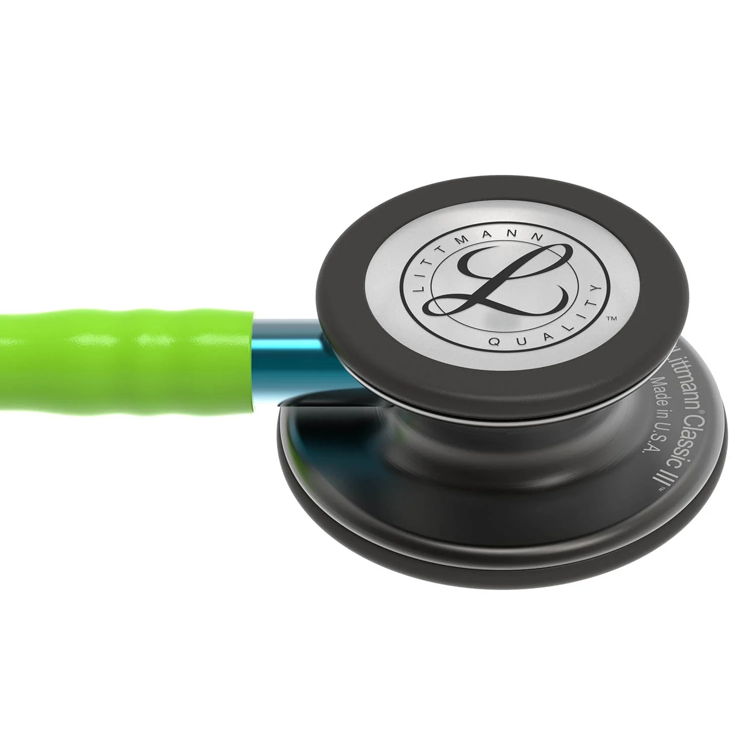 Littmann Classic III Monitoring Stethoscope: Smoke & Lime Green - Blue Stem 5875 - Image 4