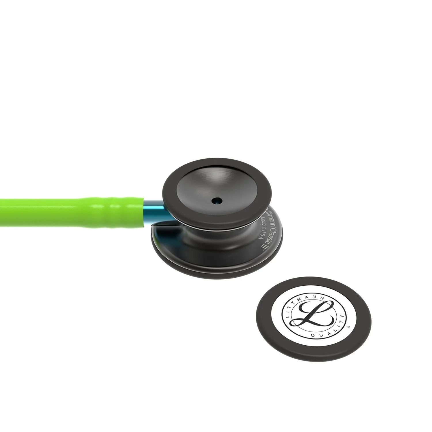 Littmann Classic III Monitoring Stethoscope: Smoke & Lime Green - Blue Stem 5875 - Image 6