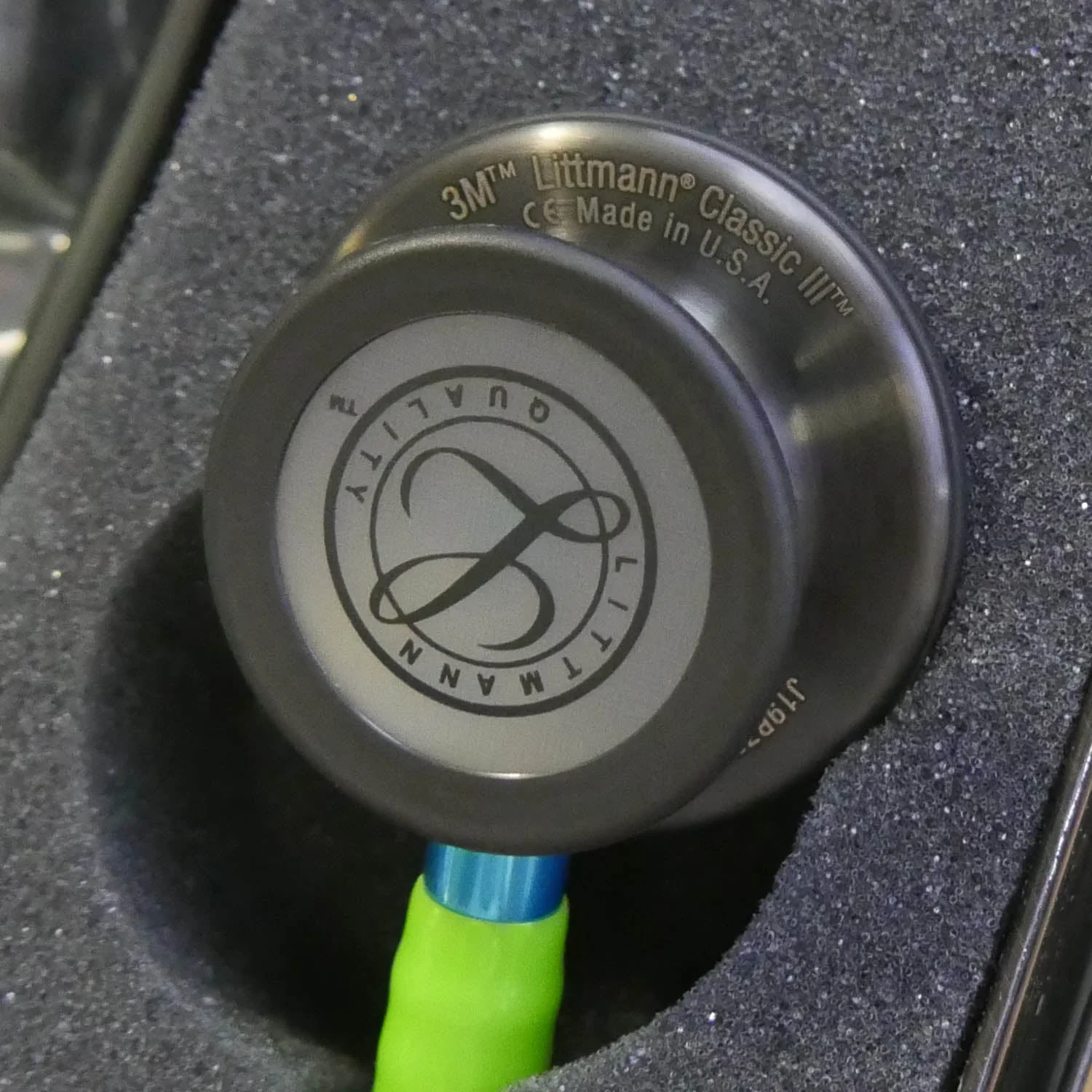 Littmann Classic III Monitoring Stethoscope: Smoke & Lime Green - Blue Stem 5875 - Image 8