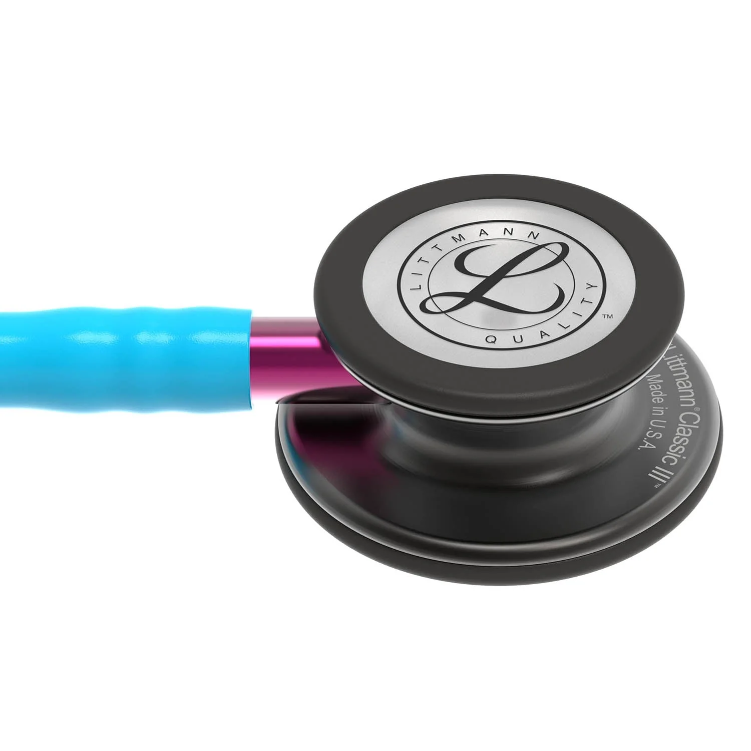 Littmann Classic III Monitoring Stethoscope: Smoke & Turquoise - Pink Stem 5872 - Image 2