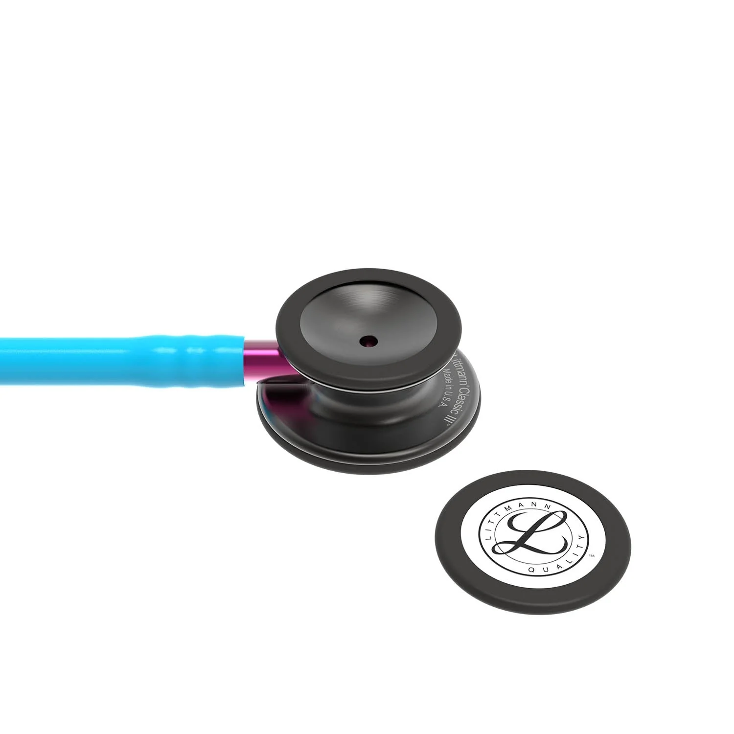 Littmann Classic III Monitoring Stethoscope: Smoke & Turquoise - Pink Stem 5872 - Image 4