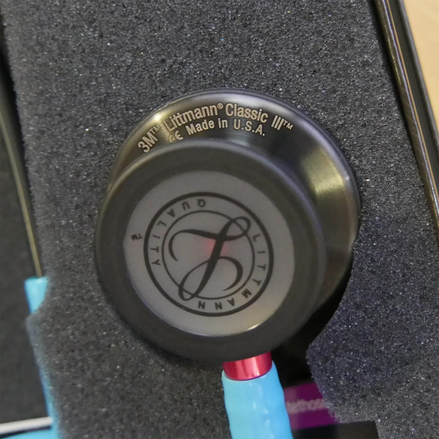 Littmann Classic III Monitoring Stethoscope: Smoke & Turquoise - Pink Stem 5872 - Image 7