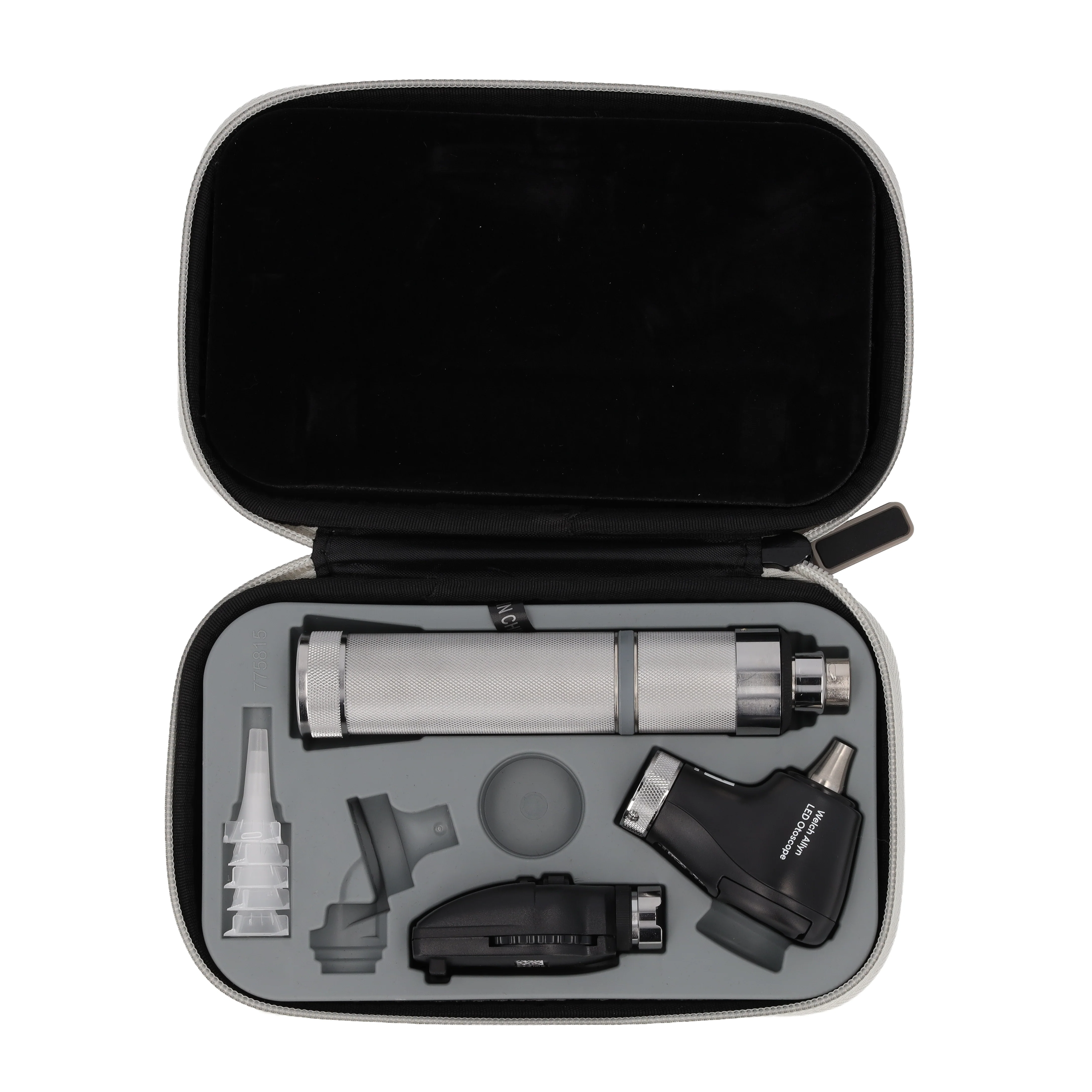 Welch Allyn 3.5V Diagnostic Set - Coaxial LED Opthalmoscope, Basic LED Otoscope, Alkaline C-Cell Battery Handle and Hard Case - Image 9